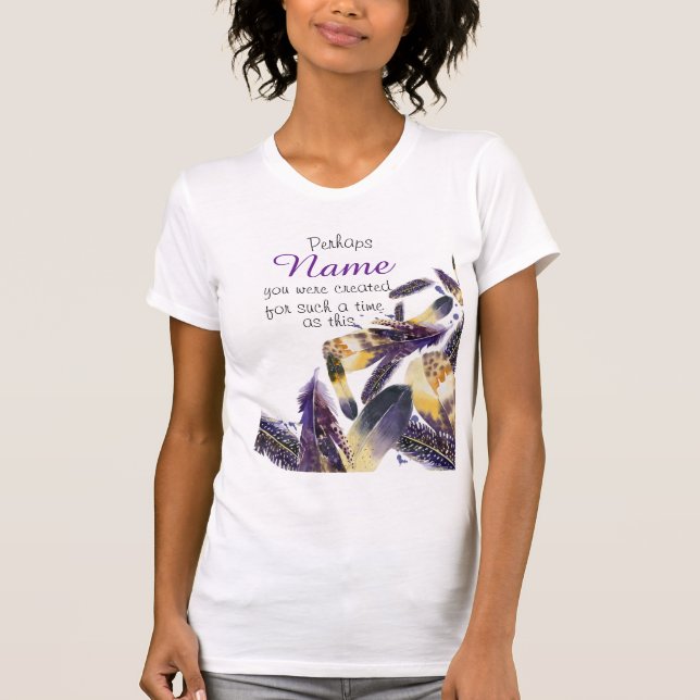 Inspirera kristen Verse för fjäderEsther bibel T Shirt (Framsida)