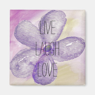 Inspirera levande, skratt, kärlekvattenfärgblomm magnet