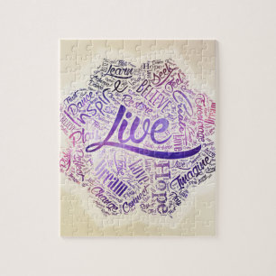 Inspirera Motivational ordmolnkonst i lotusblomma Pussel