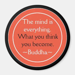 Inspirera orange för Buddha citationsteckensvart Magnet