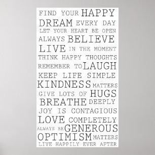 Inspirera ord för realitettankar poster