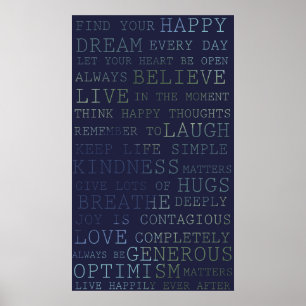 Inspirera ord för realitettankar poster