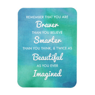 Inspirera ord på blåttvattenfärgbakgrund magnet
