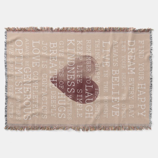 Inspirera ordvattenfärghjärta mysfilt (Framsidan)