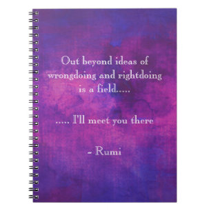 Inspirera Rumi citationstecken på lilaabstrakt Anteckningsbok