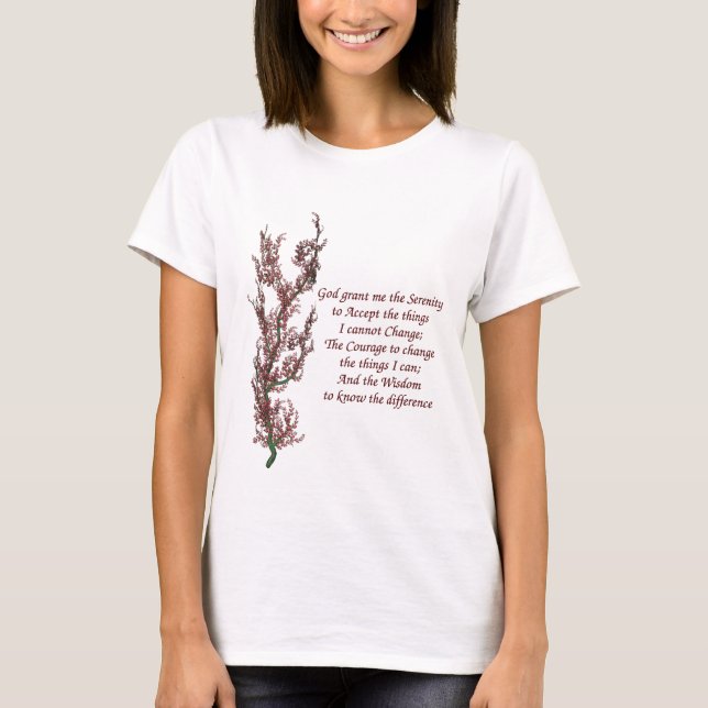 Inspirera Serenitybön för blommor Tee Shirt (Framsida)