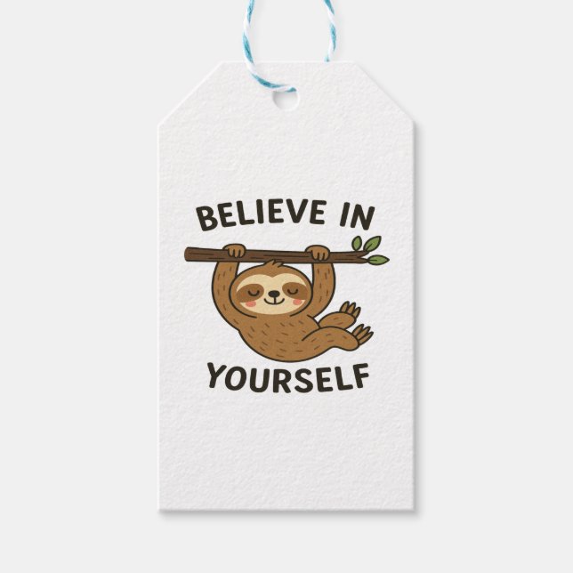 Inspirera "tro på dig själv"-utskrift av offert presentetikett (Framsidan)