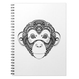 Inspirerad apadesign anteckningsbok med spiral