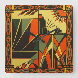 Inspirerad art décovintage kvadrerar väggen tar fyrkantig klocka