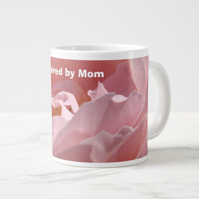Inspirerad av Mamma koppar Jumbo Rosa Ros Blomma Mugg (Framsida höger)