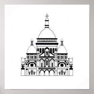 Inspirerad av Sacre Coeur, Montmartre Poster