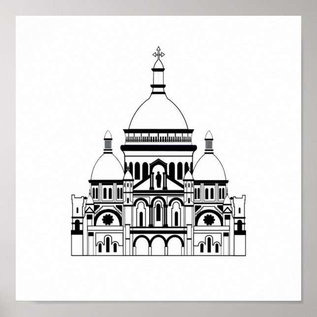 Inspirerad av Sacre Coeur, Montmartre Poster (Framsidan)