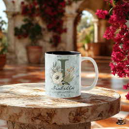 Inspirerad Boho Chic Blommig Initial Mugg för Isab