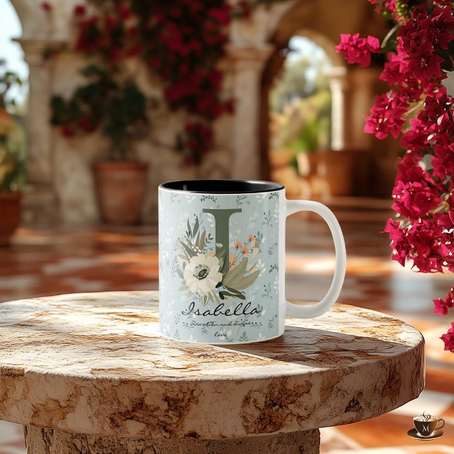 Inspirerad Boho Chic Blommig Initial Mugg för Isab (Skapare uppladdad)