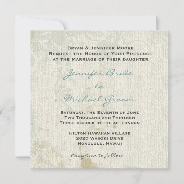 Inspirerad bröllopinbjudan för vintage inbjudningar (Framsida)