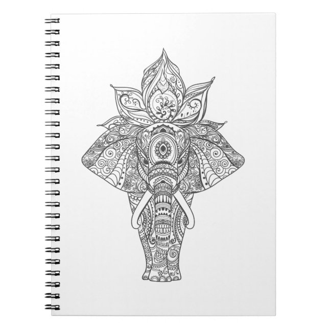 Inspirerad elefant anteckningsbok med spiral (Framsidan)