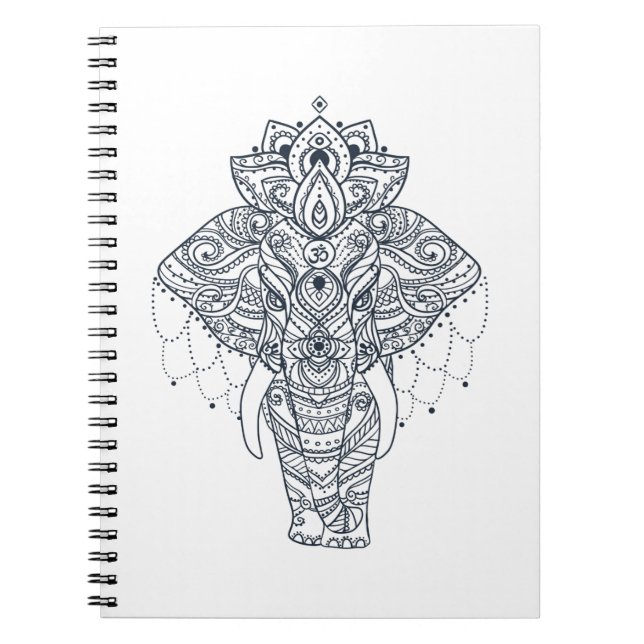 Inspirerad elefant anteckningsbok med spiral (Framsidan)