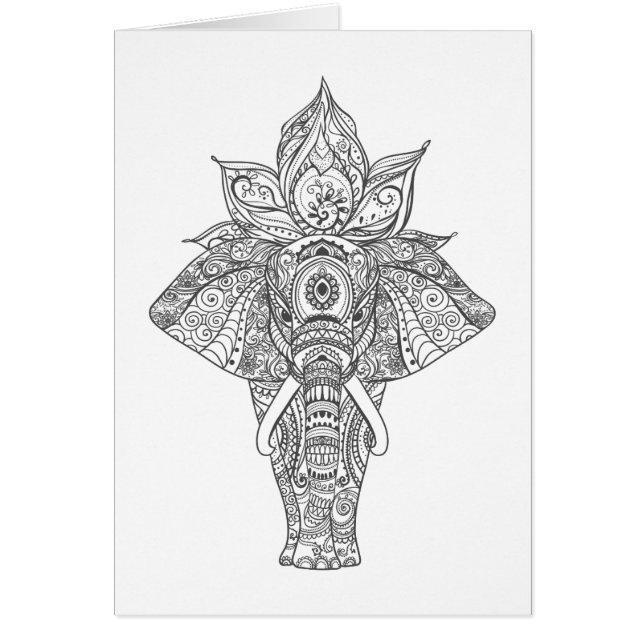 Inspirerad elefant hälsningskort (Framsidan)
