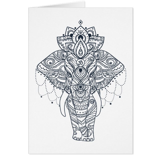 Inspirerad elefant hälsningskort (Framsidan)