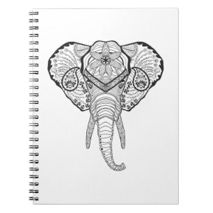 Inspirerad Elefant Huvud Anteckningsbok Med Spiral