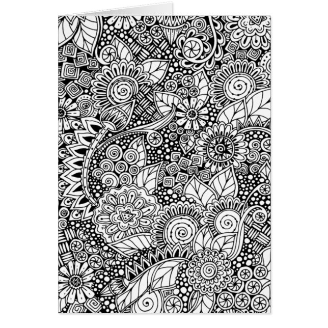 Inspirerad etnisk blommigt hälsningskort (Framsidan)