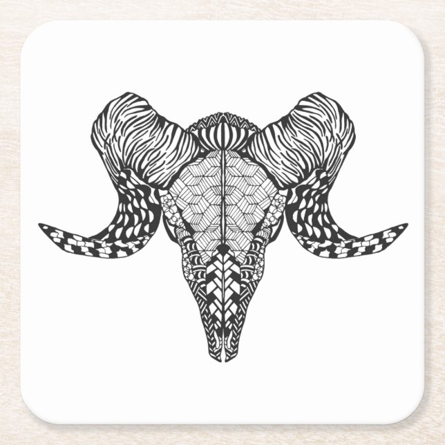 Inspirerad fårskalle underlägg papper kvadrat (Framsidan)