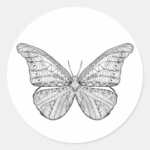 Inspirerad fjäril runt klistermärke