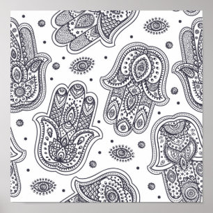 Inspirerad hand plockade Hamsa 2 Poster