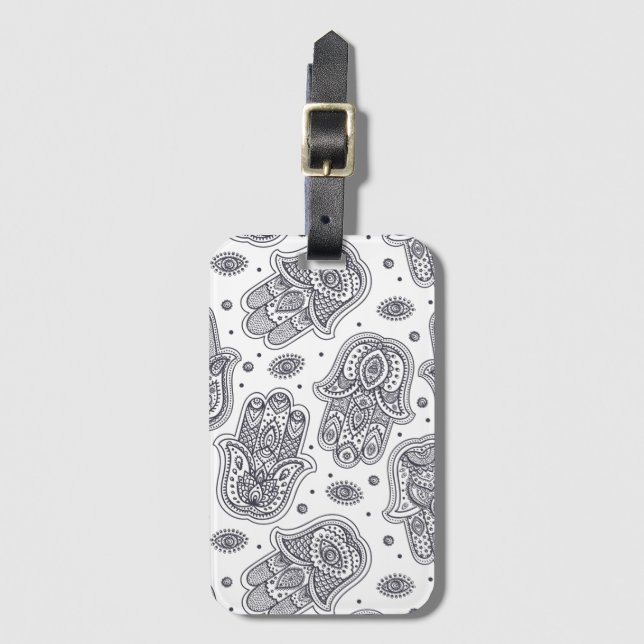 Inspirerad hand plockade Hamsa Bagagebricka (Framsida vertikal)