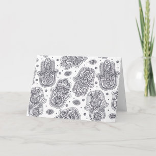Inspirerad hand plockade Hamsa Kort