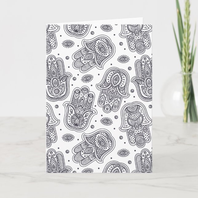 Inspirerad hand plockade Hamsa Kort (Framsida)