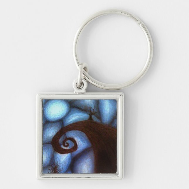 inspirerad keychain för mardröm fyrkantig silverfärgad nyckelring (Framsidan)