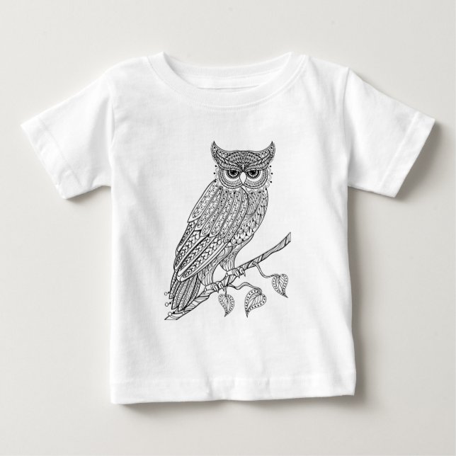 Inspirerad magisk ugglasitta på gren t-shirt (Framsida)