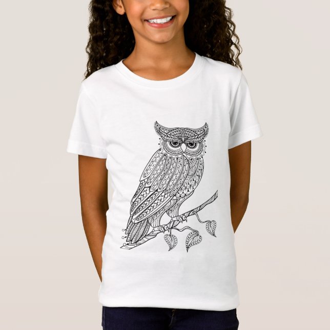 Inspirerad magisk ugglasitta på gren t-shirt (Framsida)