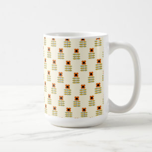 Inspirerad orange blommönster för skandinav kaffemugg