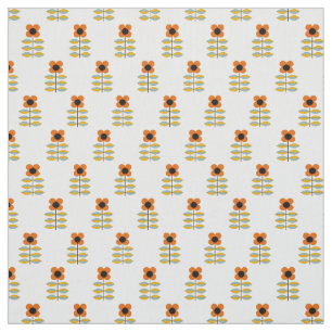Inspirerad orange blommönster för skandinav tyg