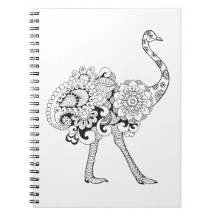 Inspirerad Ostrich Anteckningsbok Med Spiral
