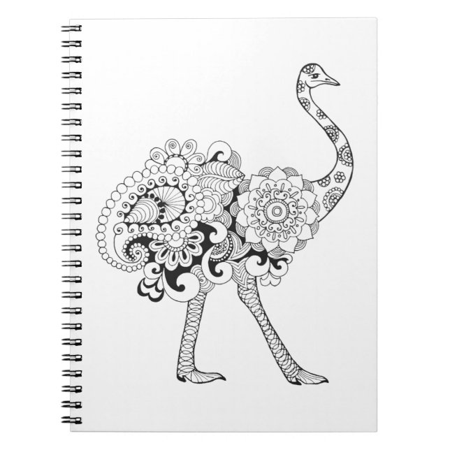 Inspirerad Ostrich Anteckningsbok Med Spiral (Framsidan)