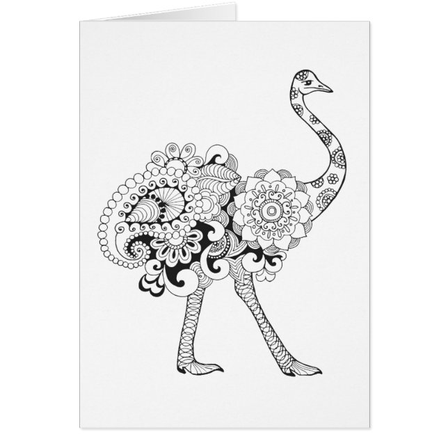 Inspirerad Ostrich Hälsningskort (Framsidan)