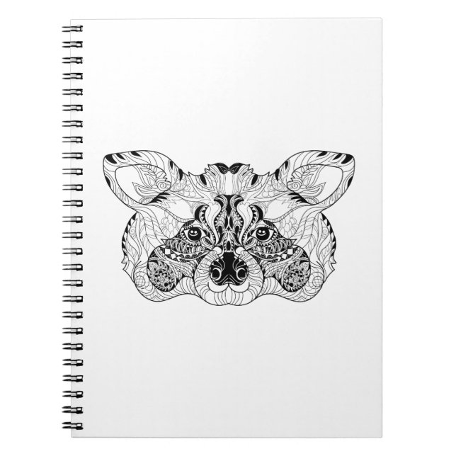 Inspirerad Raccoon Anteckningsbok Med Spiral (Framsidan)
