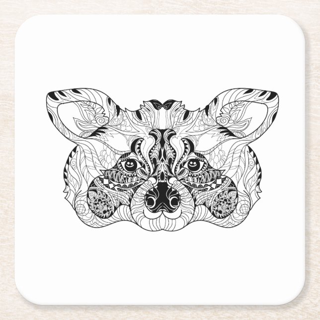Inspirerad Raccoon Underlägg Papper Kvadrat (Framsidan)