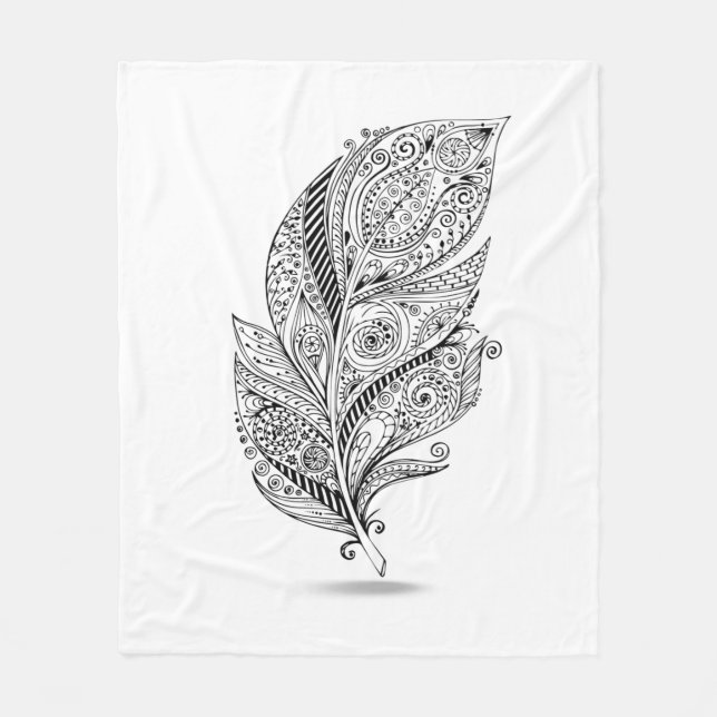 Inspirerad stam- fjäder fleecefilt (Framsidan)