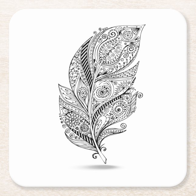 Inspirerad stam- fjäder underlägg papper kvadrat (Framsidan)