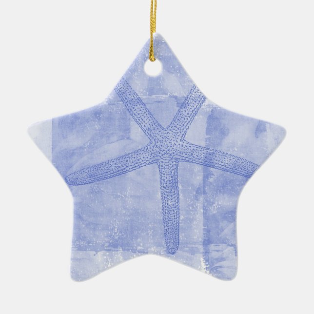 Inspirerad strandtemasjöstjärna julgransprydnad keramik (Framsidan)