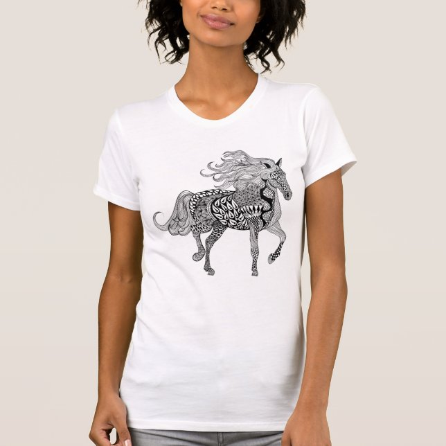 Inspirerad svart häst tee shirt (Framsida)