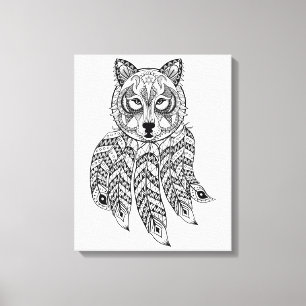 Inspirerad varg med Dreamcatcher 6 Canvastryck