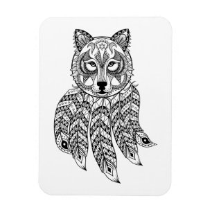 Inspirerad varg med Dreamcatcher Magnet
