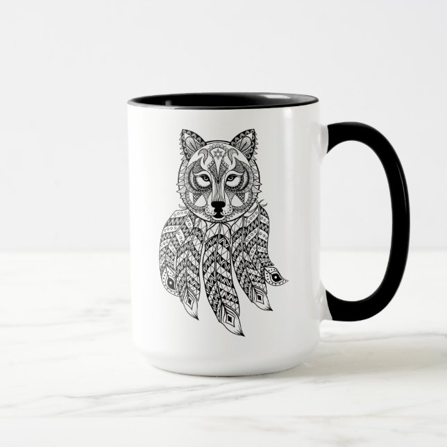 Inspirerad varg med Dreamcatcher Mugg (Höger)