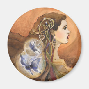 Inspirerad vattenfärg för Heartsong art nouveau Magnet