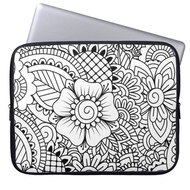 Inspirerade blommor laptop sleeve (Framsidan)